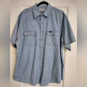 CARHARTT Button Down Short Sleeve Light Blue Denim Men's XL Shirt